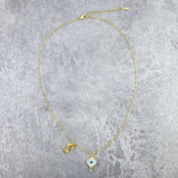 Evil Eye Flower Gold Alphabets Initial Letter Charm American Diamonds Choker Necklace Chain For Women