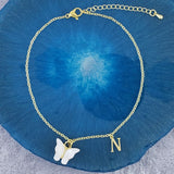 Copper Alphabet Initial Letter Link Chain Bracelet For Women Gold
