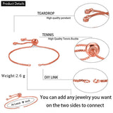 Rose Gold Slim Box Slider Adjustable Extender Chain Ball Ends Accessory For Diy 9" Bracelet For Women Girls