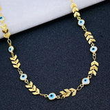 Copper Gold Enamel Arrow Heart Evil Eye Necklace Chain For Women