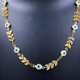 Copper Gold Enamel Arrow Heart Evil Eye Necklace Chain For Women