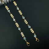 Copper Gold Blue Evil Eye Mask Chain For Women