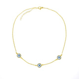 Evil Eye Gold White American Diamonds Choker Necklace Pendant Chain For Women