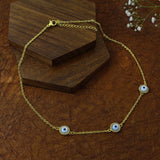 Evil Eye Gold White American Diamonds Choker Necklace Pendant Chain For Women