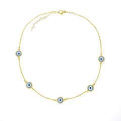 Evil Eye Gold White American Diamonds Choker Necklace Chain For Women