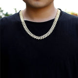 Alloy Cubic Zirconia Gold Cuban Miami Hip Hop Iced Out Chain For Men
