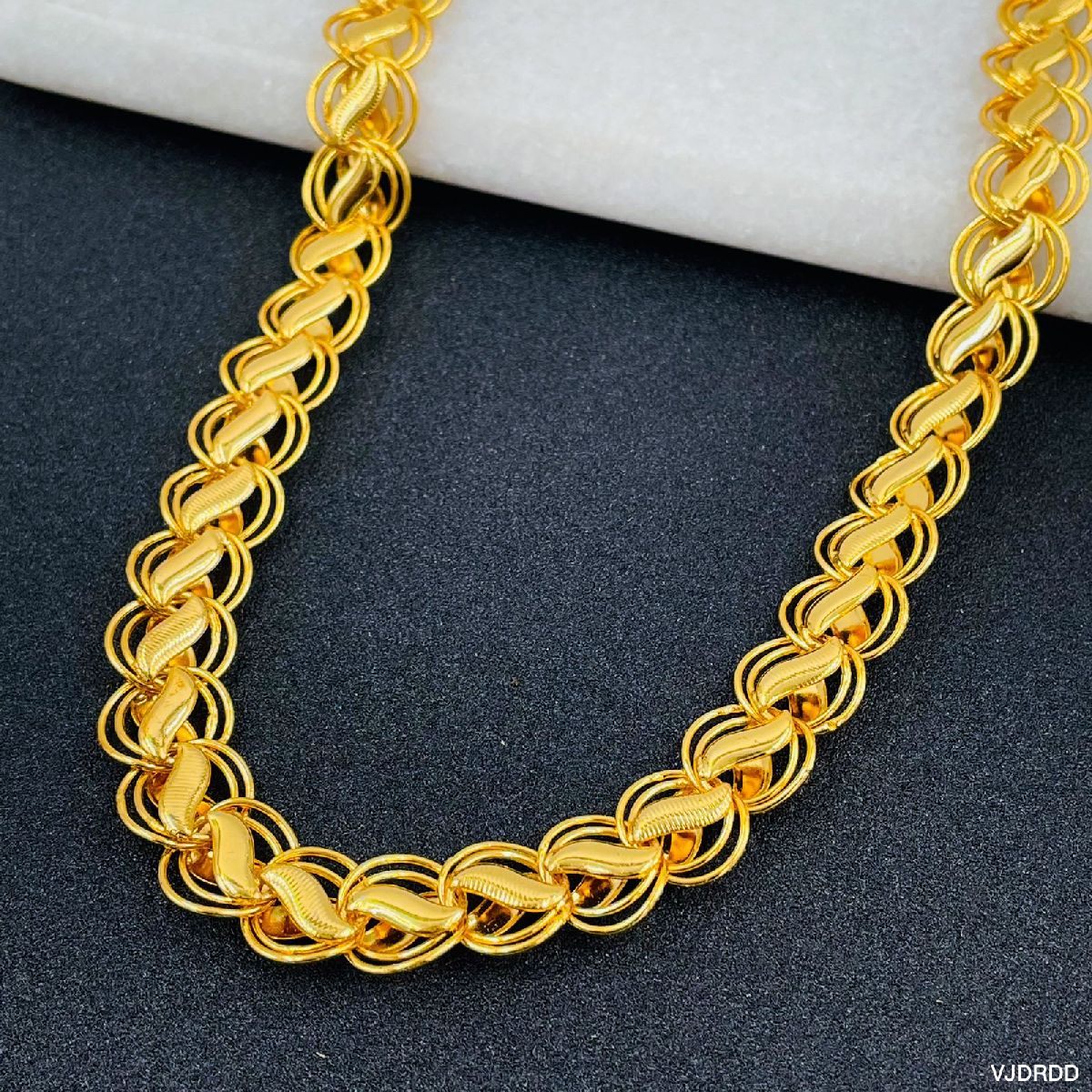 Copper 18K Gold Ring Laser Engrave Links Necklace Chain For Men