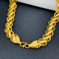 Copper 18K Gold Ring Laser Engrave Links Necklace Chain For Men