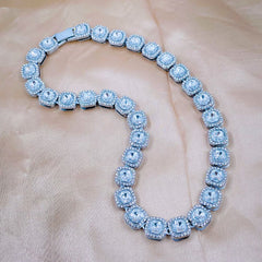 Hip Hop Iced Out Alloy Cuban Gold Rhinestone Square Tennis Ice Out Necklace Chain 18"