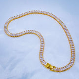 Hip Hop Iced Out Alloy Baguette Cubic Zirconia 18K Gold Necklace Chain For Women