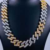 Hip Hop Iced Out Alloy Cuban Edgy Curb Gold Rhinestone Stainless steel Two Tone Chain 20"