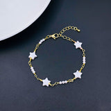 Star Pearl 18k Gold White Copper Link Bracelet For Women