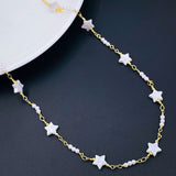 Star Pearl 18k Gold Copper Link Necklace Chain For Women