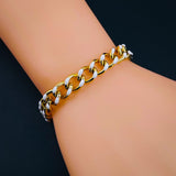 Curb 18K Gold Plated White Enamel Copper Chain Bracelet For Women