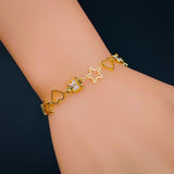 Butterfly Heart Star Gold Pearl Copper Link Charm Bracelet For Women