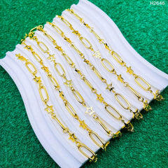 Paper Clip Star Glossy Links 18K Gold Anti Tarnish Chain 1 Metre