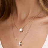 Brass 18k Rose Gold Solitaire Layered Necklace For Women