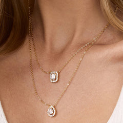 Brass 18K Rose Gold Solitaire Layered Necklace For Women