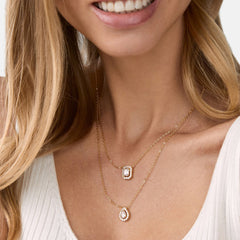 Brass 18K Rose Gold Solitaire Layered Necklace For Women