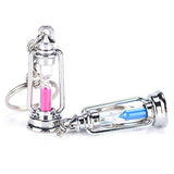 Hour Glass Sand Clock Timer Lamp Lantern Blue Pink Key Chain Pack 2