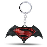 Super Hero Super Man Bat Man Red Black Collectors Key Chain Ring