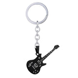Stainless Steel Black Guitar Key Chain Key Ring