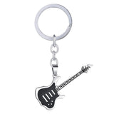 Funky Music Guitar Black Surgical Stainless Steel Key Chain Key Ring