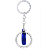 Dual Inside Rhodium Stainless Steel Blue Silver Key Chain