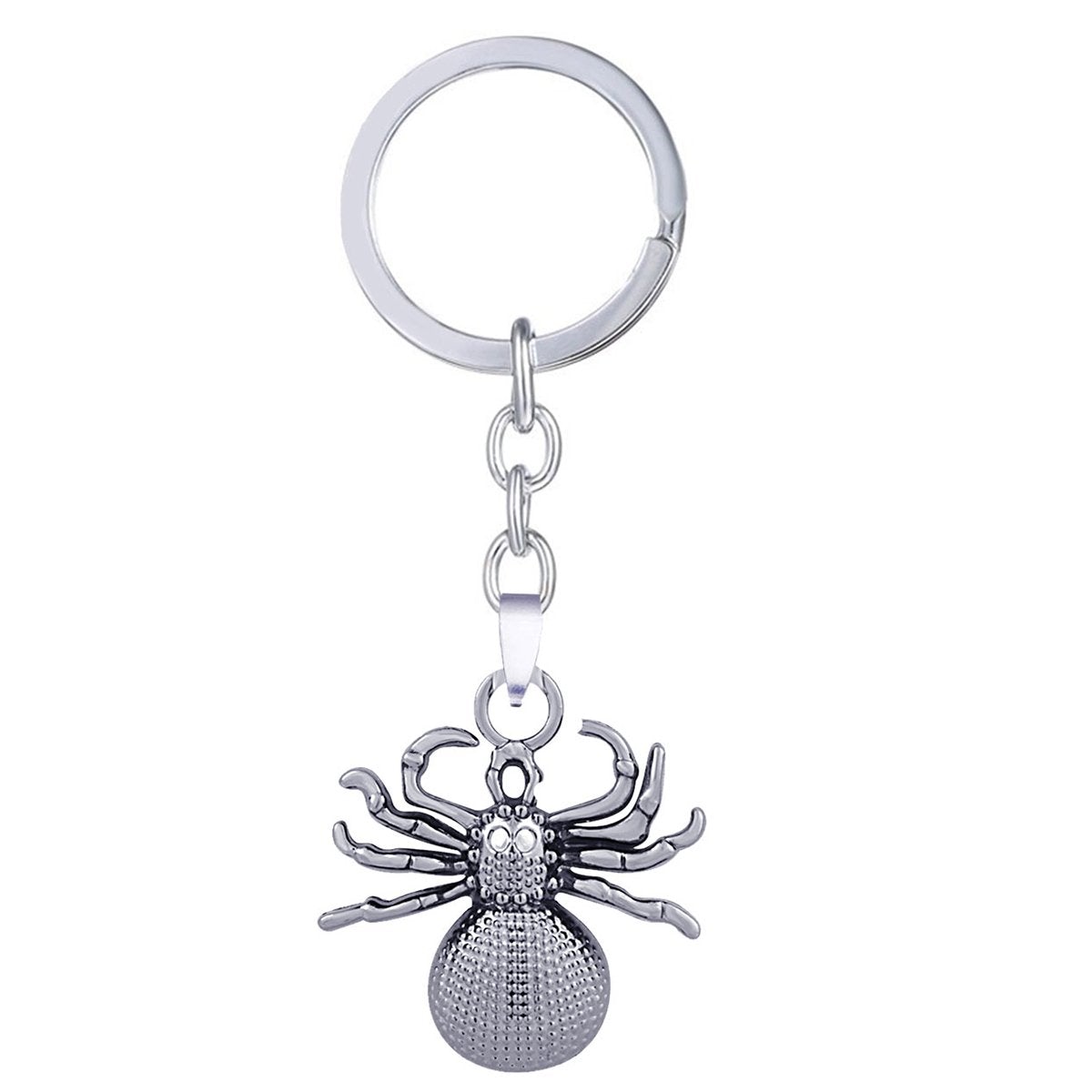 Glossy Doted Black Rhodium Plated Stainless Steel Key Chain Key Ring