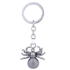 Glossy Doted Black Rhodium Plated Stainless Steel Key Chain Key Ring