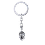 Religious Buddha Silver Rhodium Stainless Steel Key Chain Key Ring