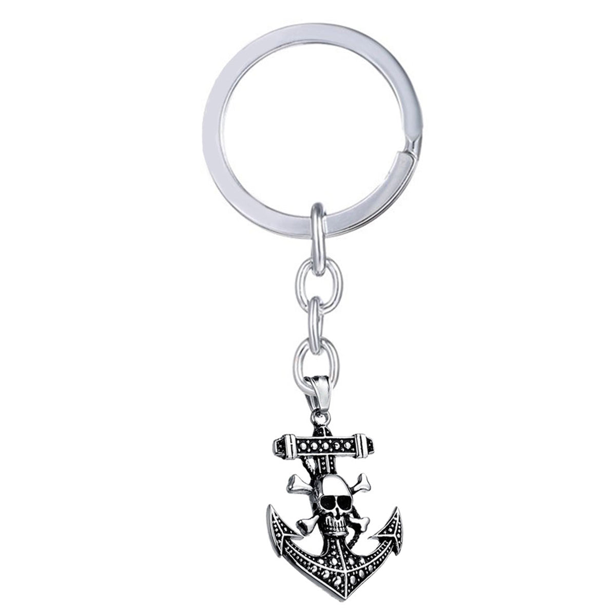 Vintage Marine Anchor Skull Pirate Stainless Steel Key Chain Key Ring