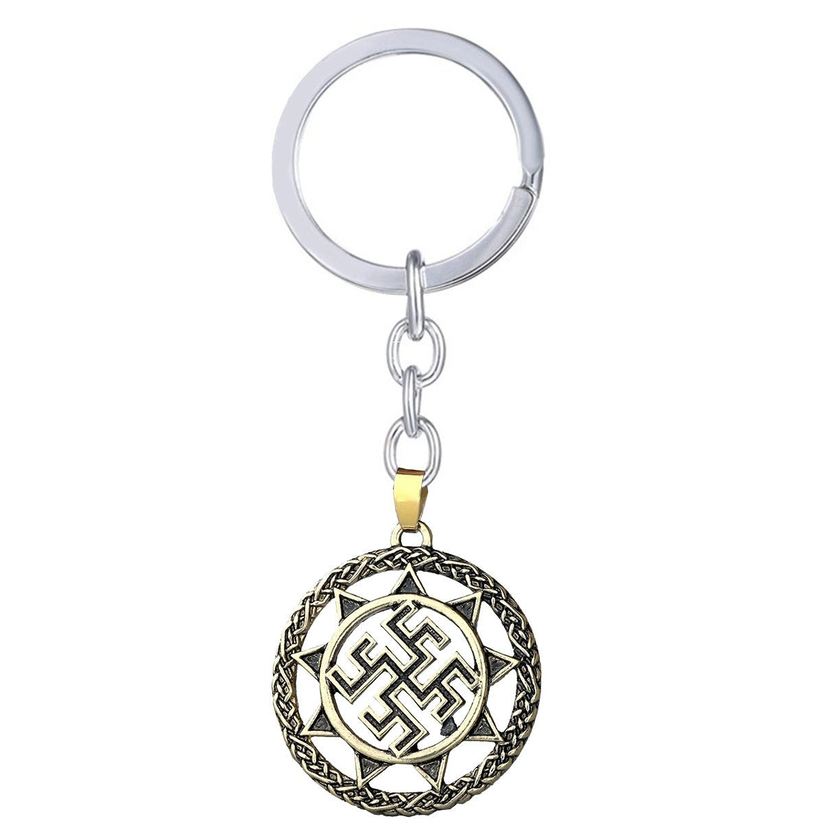 Vintage Swastik Talisman Bronze Key Chain Key Ring