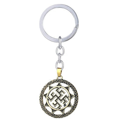 Vintage Swastik Talisman Bronze Key Chain Key Ring