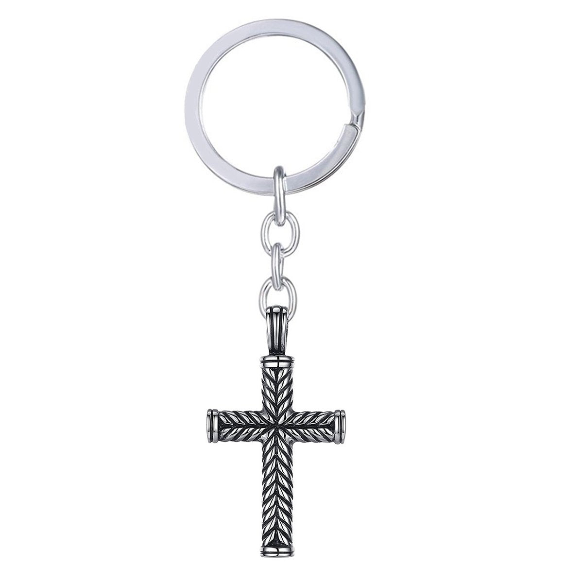Cross Jesus Prayer Oxidised Vintage Stainless Steel Key Chain Key Ring ...