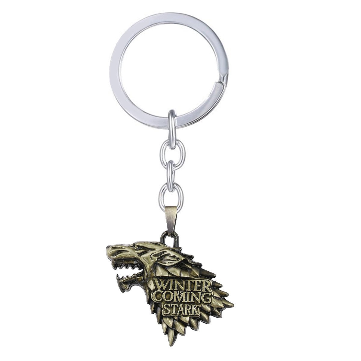 Game Of Thrones Dire Wolf Head Stark Crest Bronze Key Chain Stainless Steel Key Chain Key Ring