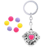 Heart Love Aromatherapy Essential Oil Perfume Diffuser Hollow Cage Stainless Steel Key Chain