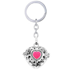 Heart Love Aromatherapy Essential Oil Perfume Diffuser Hollow Cage Stainless Steel Key Chain