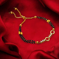 Dainty Cz Slider Expandable Hand Wrist Mangalsutra Bracelet