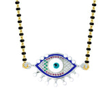 Turkish Blue Evil Eye Good Luck Cz Mangalsutra Chain Necklace