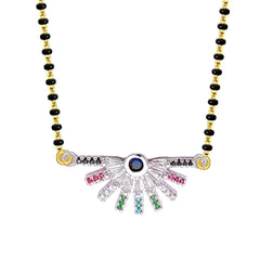 Stylish Delicate Rainbow Colourful Silver Mangalsutra Chain Necklace