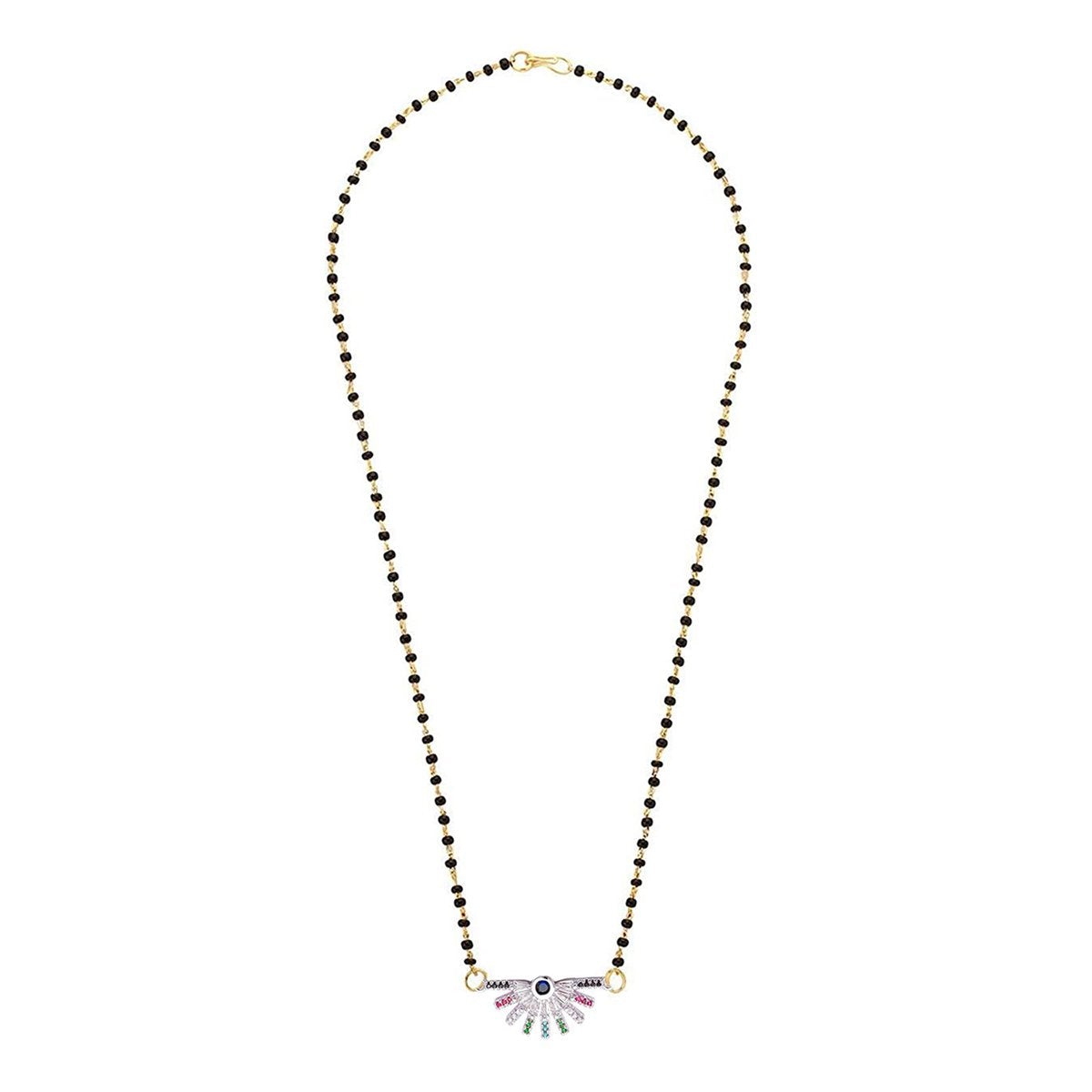 Stylish Delicate Rainbow Colourful Silver Mangalsutra Chain Necklace