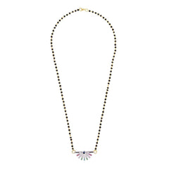 Stylish Delicate Rainbow Colourful Silver Mangalsutra Chain Necklace