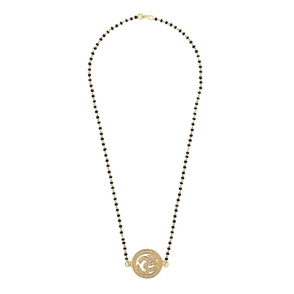 Aum Om 18K Gold Cz Adjustable Mangalsutra Chain Necklace
