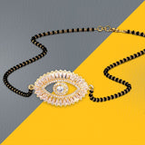 Turkish Evil Eye Good Luck Baguette Cz Mangalsutra Chain Necklace