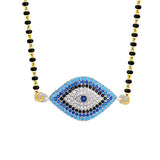 Turkish Blue Evil Eye Good Luck Cz Mangalsutra Chain Necklace