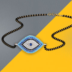 Turkish Blue Evil Eye Good Luck Cz Mangalsutra Chain Necklace