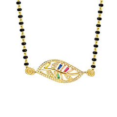 Leaf Petal Floral 18K Gold Cz Adjustable Mangalsutra Chain Necklace