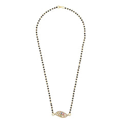 Leaf Petal Floral 18K Gold Cz Adjustable Mangalsutra Chain Necklace