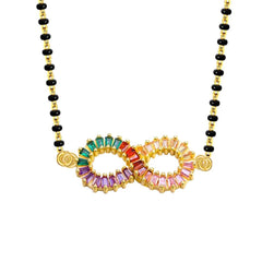 Infinity Infinite Love Colorful Rainbow Baguette Cz Mangalsutra Chain